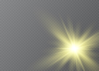 Obraz premium Vector transparent sunlight special lens flash light effect.front sun lens flash. Vector blur in the light of radiance