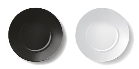Black and white empty bowl plate isolated vector
