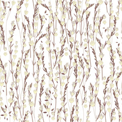 Seamless pattern with stylized pussy willow branches. Endless texture for your design.