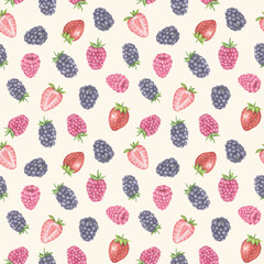 Watercolor Berries Seamless Pattern