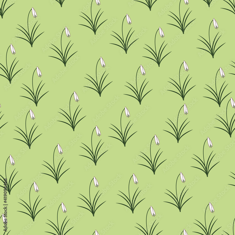 Poster snowdrop vector seamles repeat pattern print background
