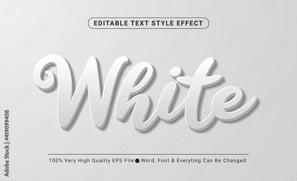 Poster 3d white embossed vector text style effect, editable text effect