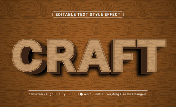 3d Wood Craft Text Style Effect, Editable Text Effect