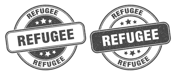 refugee stamp. refugee label. round grunge sign