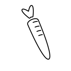 Carrot simple black line vector graphic. Isolated icon.