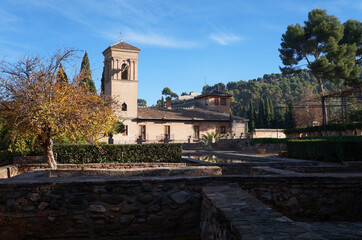 Church with tower in Granada, Spain