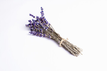 Dry lavender bouquet isolated on white background