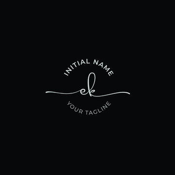 ek Initial handwriting signature logo vector. Hand lettering for designs