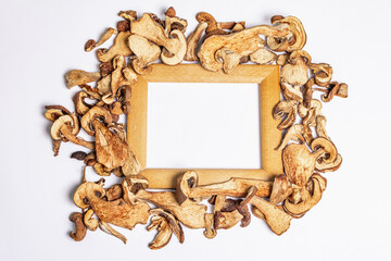 Dried mushrooms Boletus edulis isolated on white background