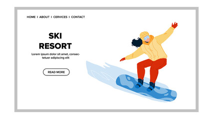 Ski Resort And Sport Activity On Mountain Vector