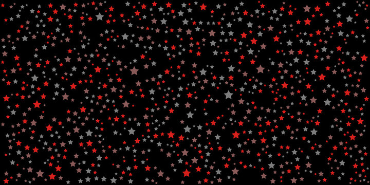 Red star pattern background on black background. Vector illustration design for presentation, banner, cover, web, flyer, card, poster, wallpaper, texture, slide, magazine, and powerpoint. 