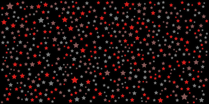 Red star pattern background on black background. Vector illustration design for presentation, banner, cover, web, flyer, card, poster, wallpaper, texture, slide, magazine, and powerpoint. 