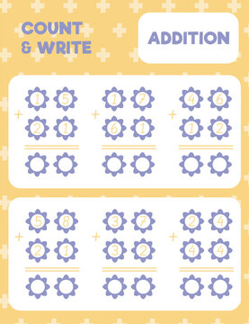 Math Worksheet Practice Print Page. Double Digit Addition. Column Method. Count And Write.