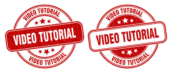 video tutorial stamp. video tutorial label. round grunge sign