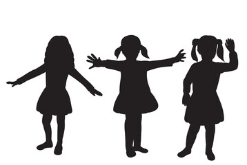 vector, isolated, children black silhouette on a white background