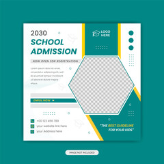 School admission social media banner design template - obrazy, fototapety, plakaty