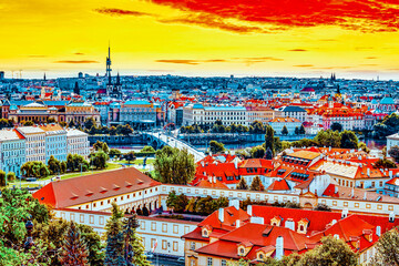 Naklejka premium Area Old Town of Prague, over center of the city. Czech Republic.