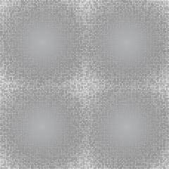 Seamless pattern. Gray, silver, white. Checkered texture of round dots of various sizes and shades on a gradient background.