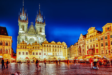 Fototapeta na wymiar PRAGUE,CZECH REPUBLIC- SEPTEMBER 12, 2015: Church of Our Lady(Staromestske namesti)on historic square in the Old Town quarter of Prague.It is located between Wenceslas Square and the Charles Bridge.