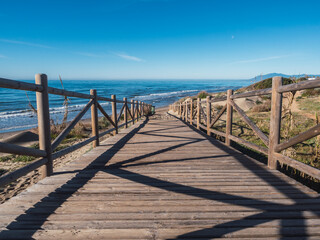 Fototapeta premium Coastal path of Cabopino in Marbella, Costa del Sol, Andalusia Spain