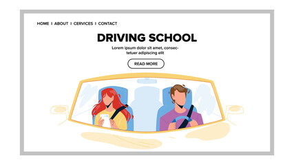 Driving School Test Passing Young Driver Vector