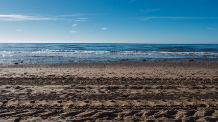 Mediterranean sea from Cabopino Beach, Marbella Costa del Sol Spain.