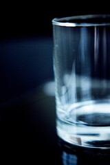 Empty glass transparent glass on dark background