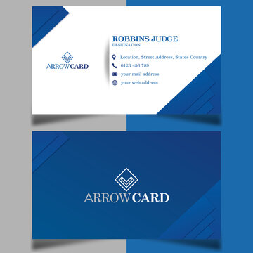 Blue white abstract simple texture cool business card design template unique style.