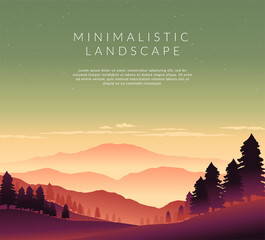 Minimalistic vector landscape background of mountains for your design.