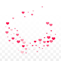 Hearts Confetti Falling Background. St. Valentine's Day pattern. Romantic Scattered Hearts Design Element. Love. Sweet Moment. Gift. Cute Element of Design for Sales or Celebration.