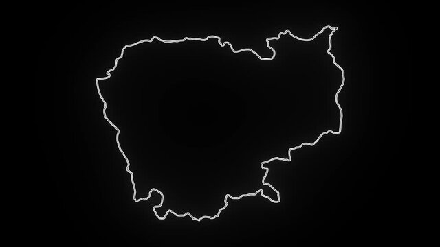 Map of Cambodia, Cambodia outline, Animated close up map of Cambodia