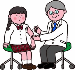 予防接種する学生女子