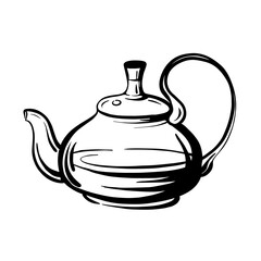 Teapot sketch. Glass Kettle.Hand-drawn vector illustration