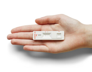 The patient shows a negative laboratory rapid test for coronavirus antigen (COVID-19, SARS-CoV-2). A negative test result means the person is healthy.