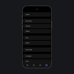 Settings Menu UI Screen Concept. App Experience. . Vector illustration