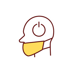 Covidiot RGB color icon. Refusing wearing masks properly in public places. Putting others at risk. Spreading mis- and disinformation. rapid expansion of the infections. Isolated vector illustration © bsd studio