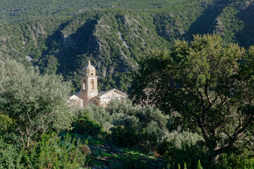 Fototapeta na wymiar Church of Olmeta in Cap Corse in Corsica, France