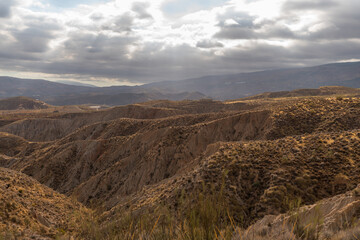 mountainous and eroded landscape in southern Spain