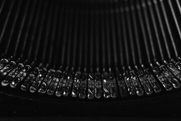 Detail retro typewriter machine on home