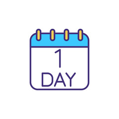 Day-out RGB color icon. One day trip, event. Travel itinerary. Visiting sightseeings, attractions away from home for short time. Excursion for day. Travel planning. Isolated vector illustration