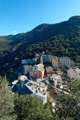 View of  the village of Nonza, Cap Corse in Corsica, France