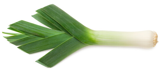 leek isolated on white background. with clipping path. full depth of field