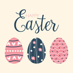 set of colored eggs for Easter. vector happy easter card in pastel colors