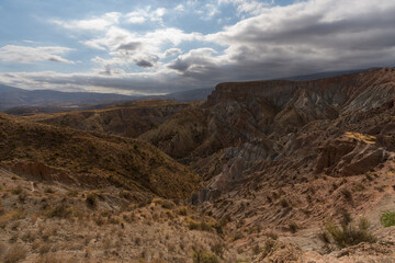 mountainous and eroded landscape in southern Spain