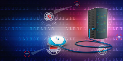 3d rendering Database storage data base connected mouse