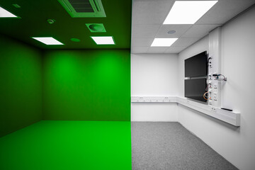 green and white room