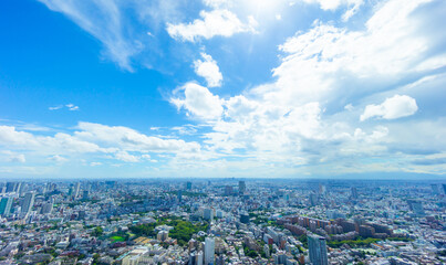 東京　夏空　六本木より目黒　大崎　横浜方面まで