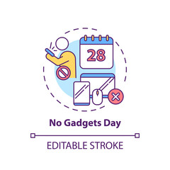 No gadgets day concept icon. Family fun ideas. Not using smartphones or laptops all day. Natural comunication idea thin line illustration. Vector isolated outline RGB color drawing. Editable stroke