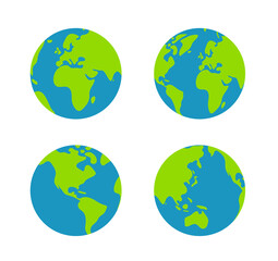Simplified earth globe vector illustration set