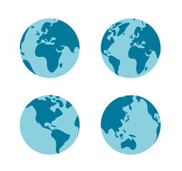 Simplified earth globe vector illustration set